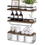 Fixwal Étagères Murales de Salle de Bain - 3 + 1 Niveaux (marron foncé)