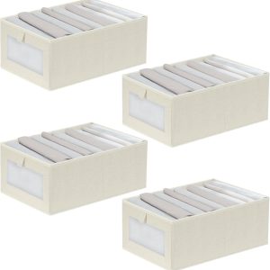 HOTOOLME - Paquet de 4 Bacs de Rangement en Lin