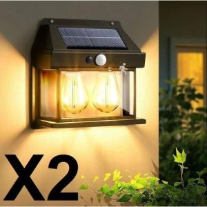 Lot de 2 Appliques Solaires à 2 Ampoules