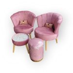 Ensemble de salon moderne et élégant en velours rose et gris