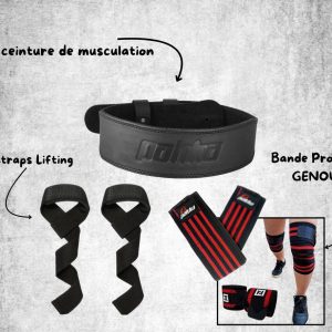 Pakka Pack musculation Ceinture lombaire + bandes de poignets +bandes de genoux