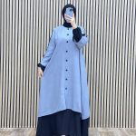 Bashariya Bicolore - Abaya ouverte sur le devant avec poignets POITRINE 44'' - LONGUEUR 56