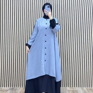 Bashariya Bicolore - Abaya ouverte sur le devant avec poignets POITRINE 44'' - LONGUEUR 56