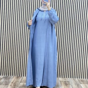 Ensemble 2 pièces en lin Chemise à manches longues boutonnée et pantalon Robe Abaya "Tenues de Dubaï"