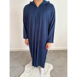 Jabador Maroc Djellaba Mlifa EXTRA Homme haute couture - Bleu Marine
