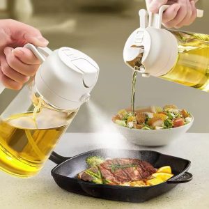 Pulvérisateur D'Huile En Verre 2 En 1 Klink – Anti-Goutte Avec Diffuseur De Brume Fine 470 Ml – Idéal Pour Friteuse À Air Et Cuisson