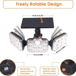 Lampes solaires à détecteur de mouvement avec télécommande - 3 modes d'éclairage