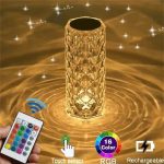 Lampe de Table LED 3D Rose Cristalline - 16 Couleurs Ajustables