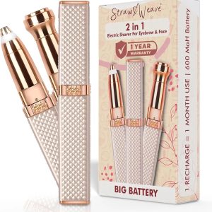STRAW&WEAVE – Épilateur 2 en 1 Compact pour Sourcils et Poils de Nez