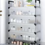 Couloir chambre étagère en tissu anti-poussière armoire à chaussures en métal armoire à chaussures couches étagère à chaussures