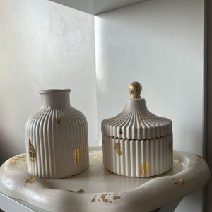 Ensemble déco en béton artisanal blanc – Forme nuage