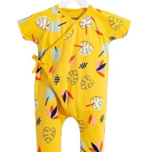 Grenouillère croisée jaune unisexe Animaux 1 pcs – wowo