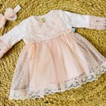 Robe fillette en tulle féerique Broderie Anglaise Saumon