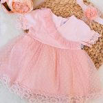 Robe demi manches Dentelle en tulle Florale spéciale occasions rose