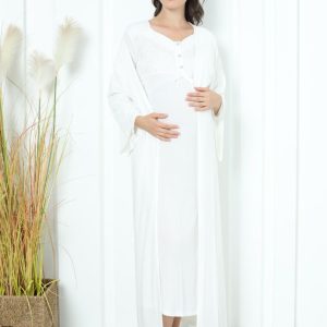 Pyjama grossesse et allaitement long avec peignoir - L