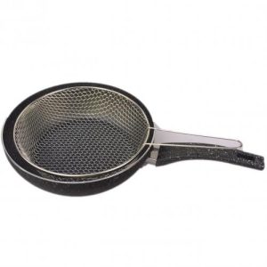 Kenz Poele A Frire avec panier en granite 26 CM Brown G-lineshop