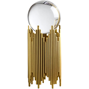 Boule de cristal moderne abstrait avec support en fer doré