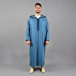 Jabador Maroc Djellaba Mlifa EXTRA Homme haute couture - Bleu pétrole