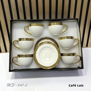 Six tasses et six soucoupes Tasse à thé Service