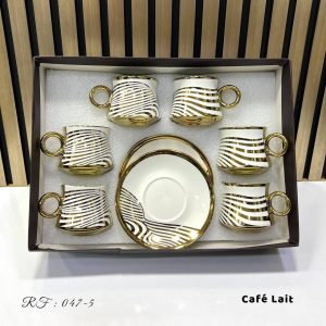 Six tasses et six soucoupes Tasse à thé Service