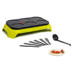 Tefal Appareil à crêpes, 6 empreintes, Revêtement antiadhésif, 6 spatules et 1 louche incluses, Fabriqué en France PY559312