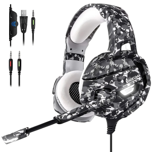 K5 Casque Gaming camouflage Jeux Vidéo pour PC/ Switch/ PS4/Xbox one/ PS4