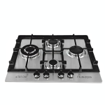 Active chef Plaque de cuisson à gaz encastrable inox premium 4 feux 60cm inox en Fonte renforcée allumage électrique